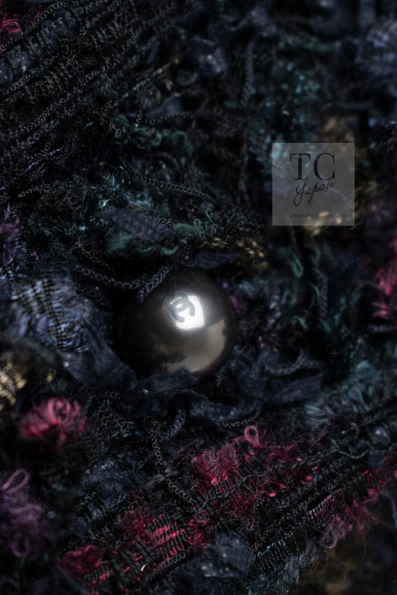 CHANEL 06C Black Purple Multi Color Ribbon Lesage Tweed Jacket 34 シャネル ブラック パープル マルチカラー ルサージュ ツイード ジャケット 即発