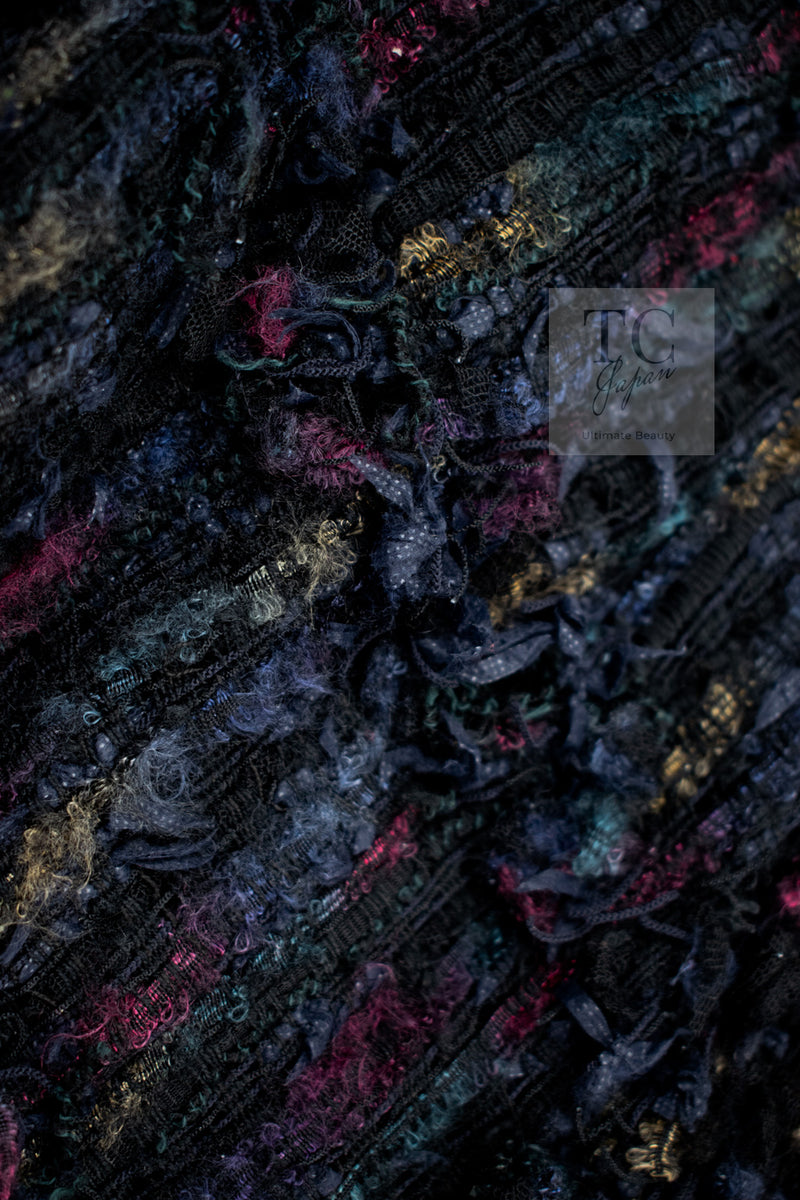 CHANEL 06C Black Purple Multi Color Ribbon Lesage Tweed Jacket 34 シャネル ブラック パープル マルチカラー ルサージュ ツイード ジャケット 即発