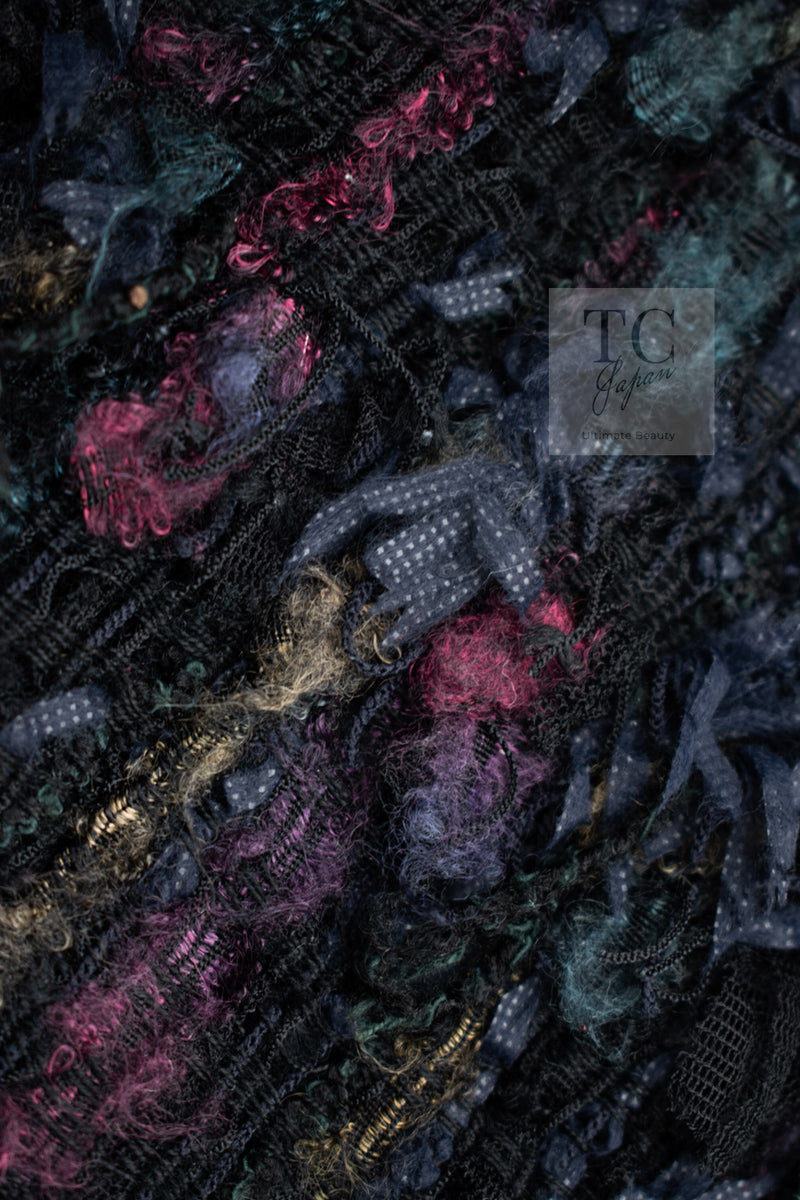 CHANEL 06C Black Purple Multi Color Ribbon Lesage Tweed Jacket 34 シャネル ブラック パープル マルチカラー ルサージュ ツイード ジャケット 即発