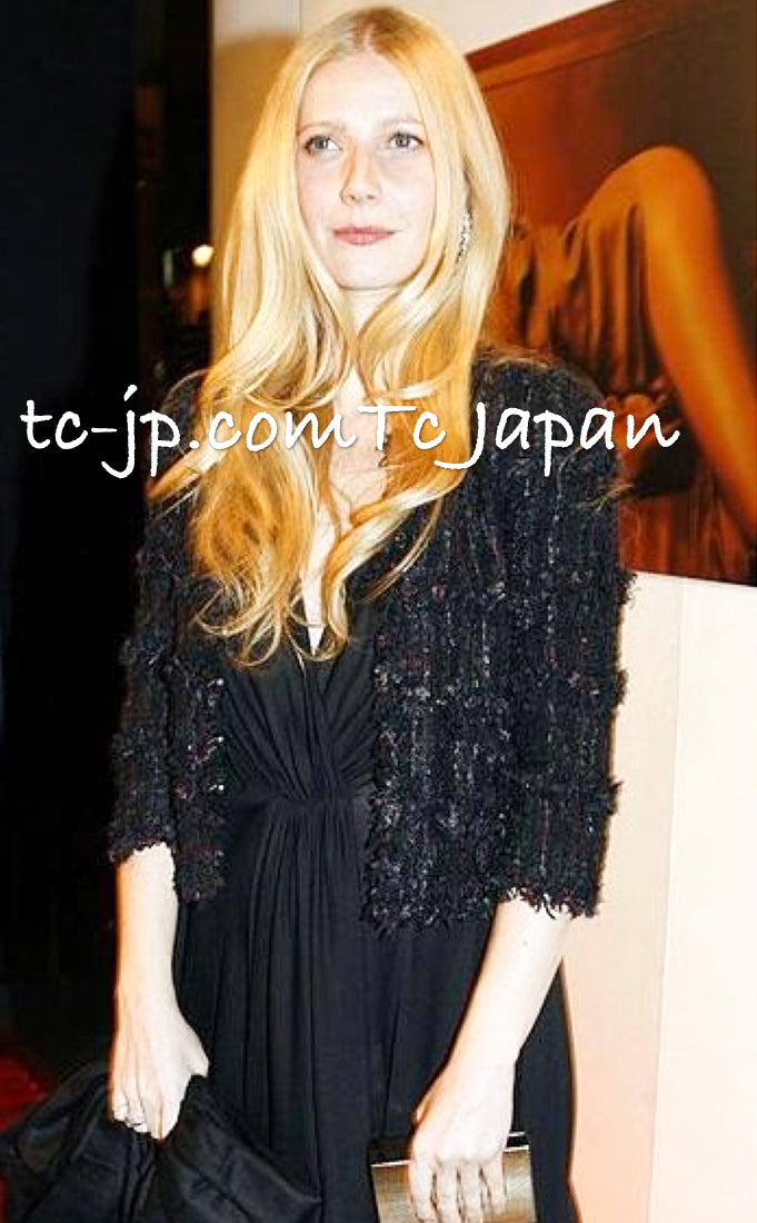 CHANEL 06C Black Purple Multi Color Ribbon Lesage Tweed Jacket 34 シャネル ブラック パープル マルチカラー ルサージュ ツイード ジャケット 即発