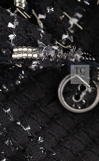 CHANEL Jacket 08C Black Beaded Chain Cotton Wool Tweed 42 シャネル ジャケット CHANEL ブラック ビーズ チェーン コットン ウール ツイード - TC JAPAN