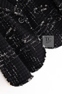 CHANEL Jacket 08C Black Beaded Chain Cotton Wool Tweed 42 シャネル ジャケット CHANEL ブラック ビーズ チェーン コットン ウール ツイード - TC JAPAN