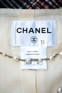 CHANEL 13PF Ivory Creme Black Tartan Check Tweed Jacket 38 40シャネル アイボリー クリーム ブラック タータンチェック ツイード ジャケット 即発