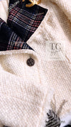 CHANEL 13PF Ivory Creme Black Tartan Check Tweed Jacket 38 40シャネル アイボリー クリーム ブラック タータンチェック ツイード ジャケット 即発
