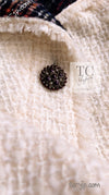 CHANEL 13PF Ivory Creme Black Tartan Check Tweed Jacket 38 40シャネル アイボリー クリーム ブラック タータンチェック ツイード ジャケット 即発