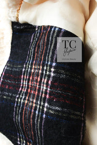 CHANEL 13PF Ivory Creme Black Tartan Check Tweed Jacket 38 40シャネル アイボリー クリーム ブラック タータンチェック ツイード ジャケット 即発