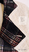 CHANEL 13PF Ivory Creme Black Tartan Check Tweed Jacket 38 40シャネル アイボリー クリーム ブラック タータンチェック ツイード ジャケット 即発
