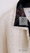 CHANEL 13PF Ivory Creme Black Tartan Check Tweed Jacket 38 40シャネル アイボリー クリーム ブラック タータンチェック ツイード ジャケット 即発