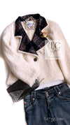 CHANEL 13PF Ivory Creme Black Tartan Check Tweed Jacket 38 40シャネル アイボリー クリーム ブラック タータンチェック ツイード ジャケット 即発