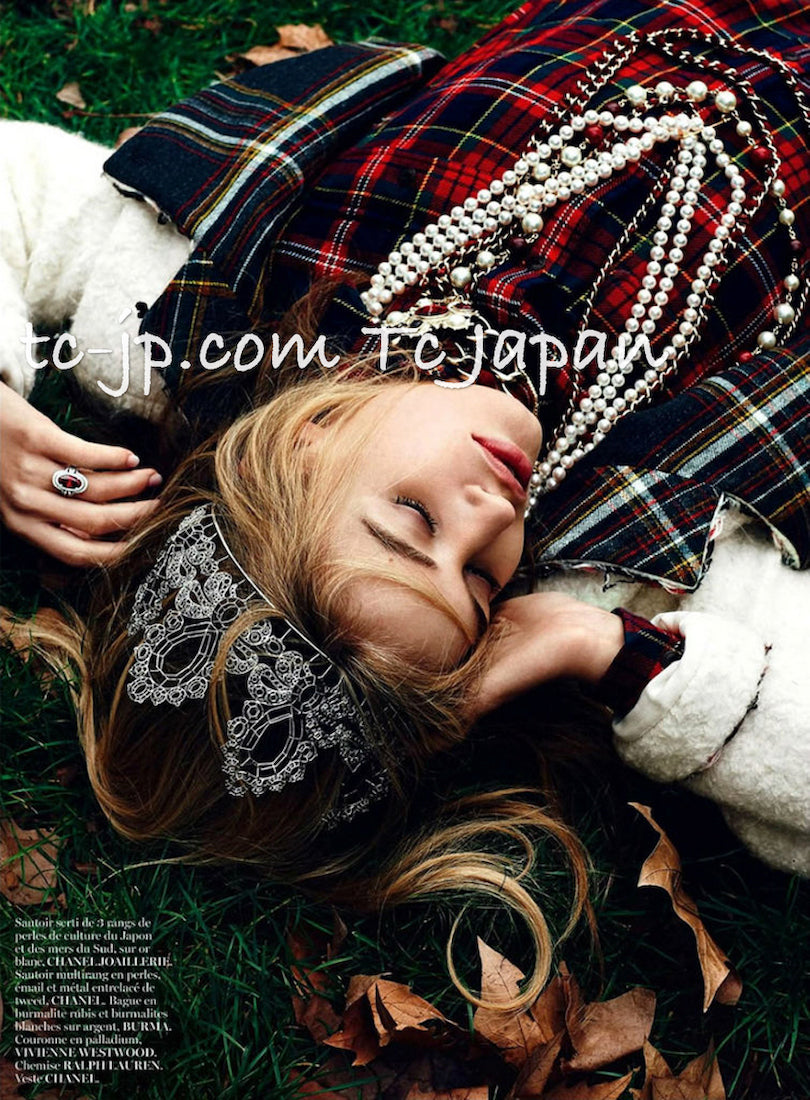 CHANEL 13PF Ivory Creme Black Tartan Check Tweed Jacket 38 40シャネル アイボリー クリーム ブラック タータンチェック ツイード ジャケット 即発