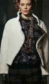 CHANEL 13PF Ivory Creme Black Tartan Check Tweed Jacket 38 40シャネル アイボリー クリーム ブラック タータンチェック ツイード ジャケット 即発