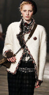 CHANEL 13PF Ivory Creme Black Tartan Check Tweed Jacket 38 40シャネル アイボリー クリーム ブラック タータンチェック ツイード ジャケット 即発