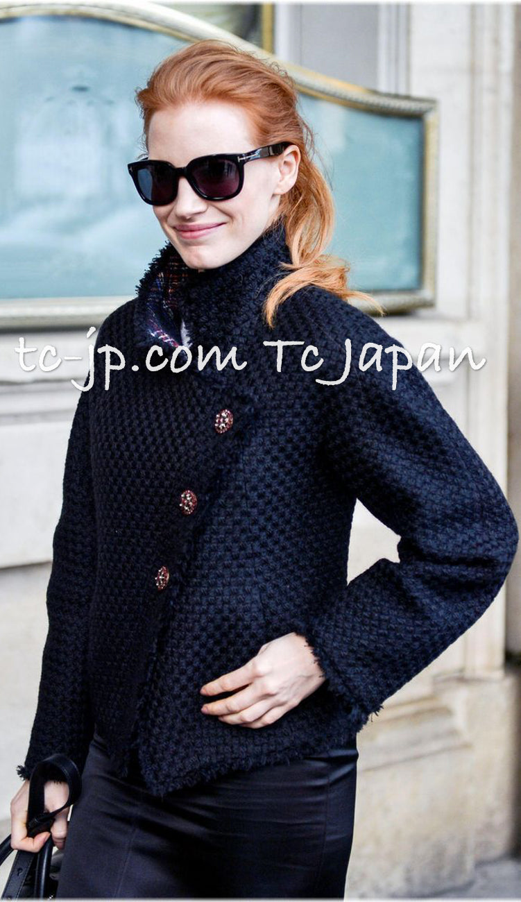 CHANEL 13PF Black Tartan Check Tweed Jacket 36 シャネル ブラック タータンチェック ツイード ジャケット 即発 - TC JAPAN