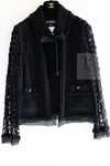 CHANEL 09C Black Jewel Embellished Mesh Lesage Tweed Cardigan Jacket 34 シャネル ブラック ジュエリー ビーズ メッシュレース カーディガン ジャケット 即発
