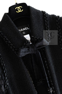 CHANEL 09C Black Jewel Embellished Mesh Lesage Tweed Cardigan Jacket 34 シャネル ブラック ジュエリー ビーズ メッシュレース カーディガン ジャケット 即発