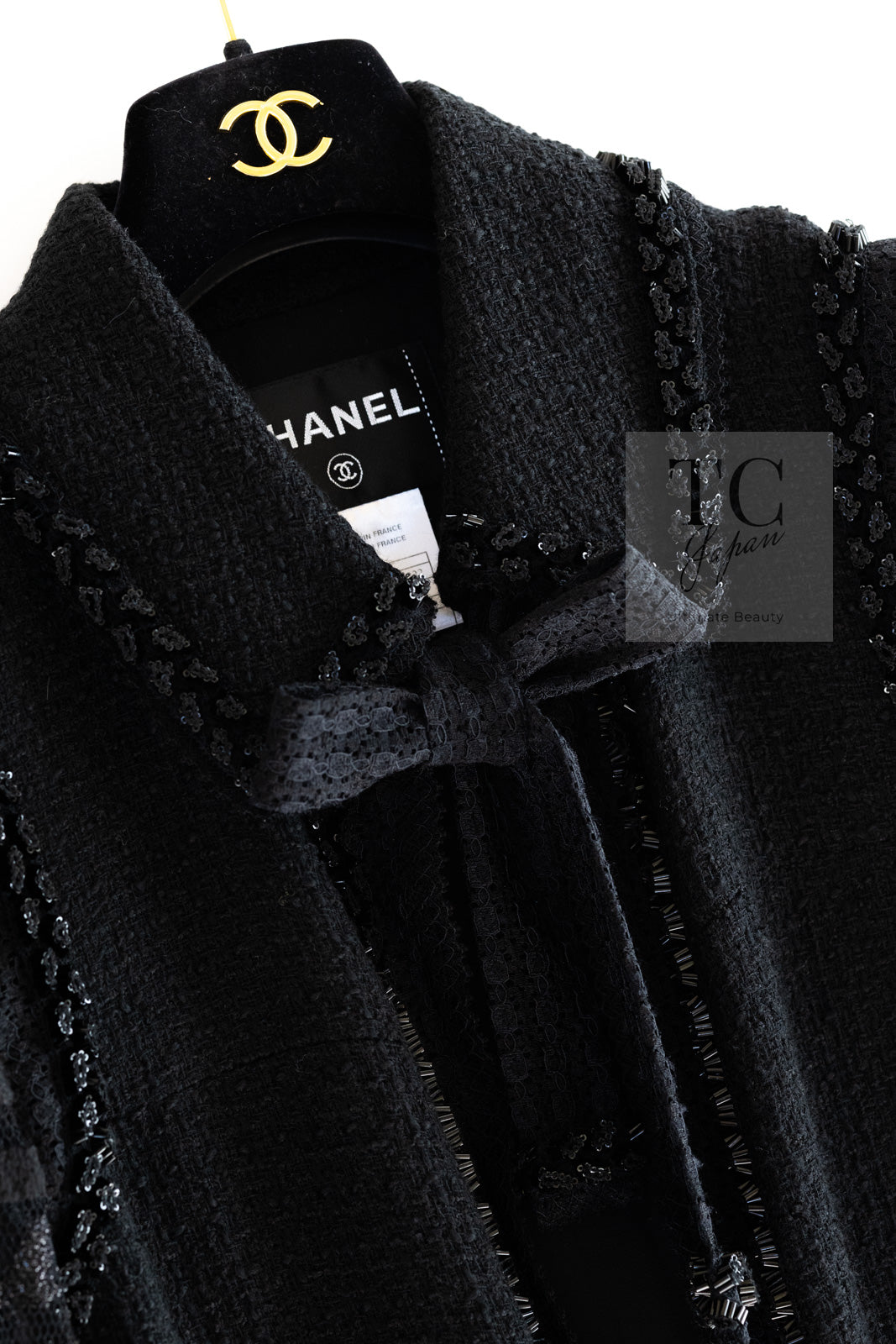 CHANEL 09C Black Jewel Embellished Mesh Lesage Tweed Cardigan Jacket 34 シャネル ブラック ジュエリー ビーズ メッシュレース カーディガン ジャケット 即発
