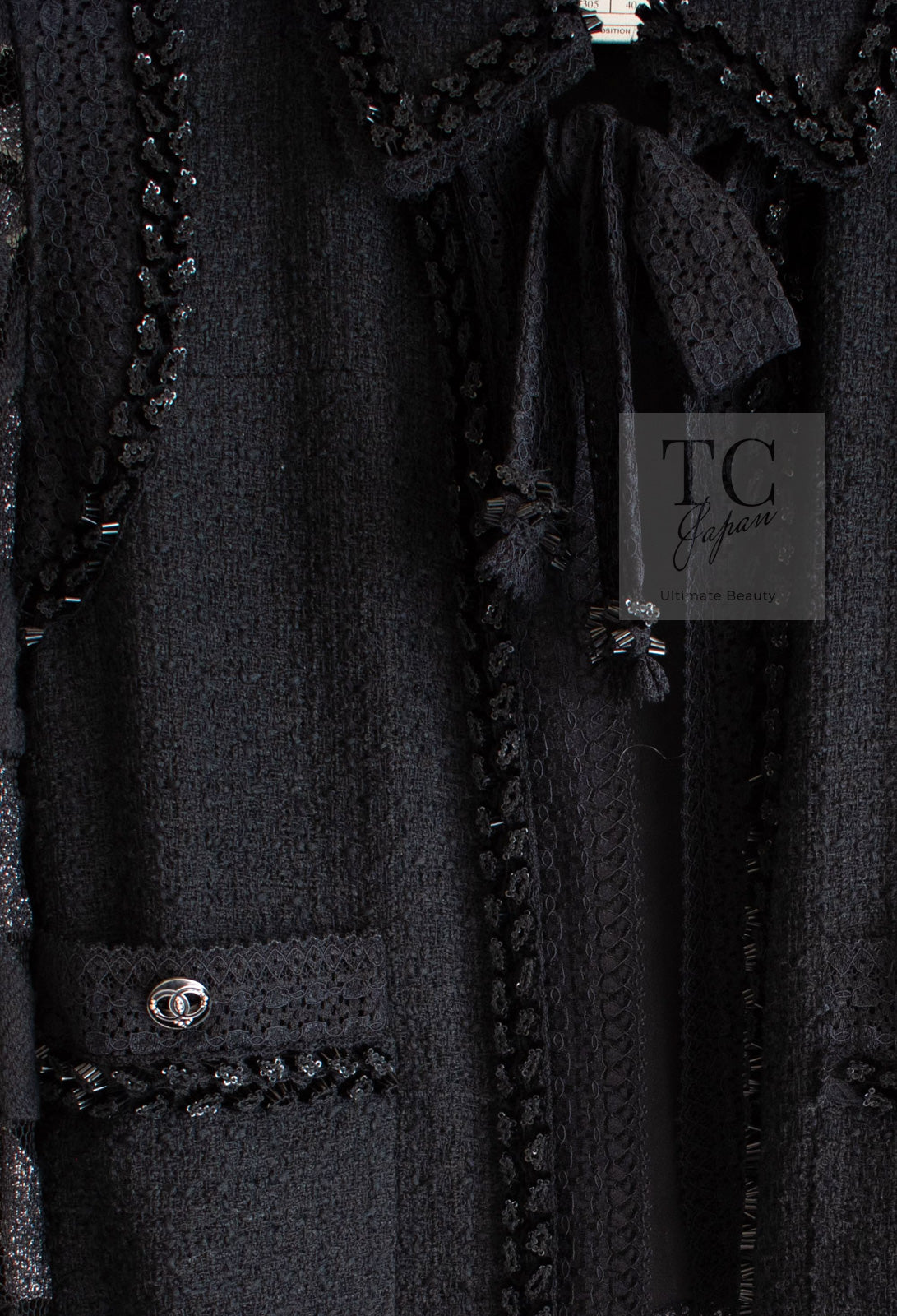 CHANEL 09C Black Jewel Embellished Mesh Lesage Tweed Cardigan Jacket 34 シャネル ブラック ジュエリー ビーズ メッシュレース カーディガン ジャケット 即発
