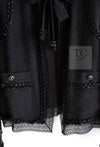 CHANEL 09C Black Jewel Embellished Mesh Lesage Tweed Cardigan Jacket 34 シャネル ブラック ジュエリー ビーズ メッシュレース カーディガン ジャケット 即発