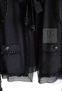 CHANEL 09C Black Jewel Embellished Mesh Lesage Tweed Cardigan Jacket 34 シャネル ブラック ジュエリー ビーズ メッシュレース カーディガン ジャケット 即発