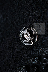CHANEL 09C Black Jewel Embellished Mesh Lesage Tweed Cardigan Jacket 34 シャネル ブラック ジュエリー ビーズ メッシュレース カーディガン ジャケット 即発