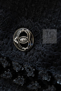 CHANEL 09C Black Jewel Embellished Mesh Lesage Tweed Cardigan Jacket 34 シャネル ブラック ジュエリー ビーズ メッシュレース カーディガン ジャケット 即発