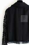 CHANEL 09C Black Jewel Embellished Mesh Lesage Tweed Cardigan Jacket 34 シャネル ブラック ジュエリー ビーズ メッシュレース カーディガン ジャケット 即発