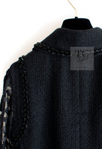 CHANEL 09C Black Jewel Embellished Mesh Lesage Tweed Cardigan Jacket 34 シャネル ブラック ジュエリー ビーズ メッシュレース カーディガン ジャケット 即発