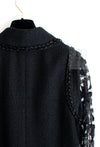 CHANEL 09C Black Jewel Embellished Mesh Lesage Tweed Cardigan Jacket 34 シャネル ブラック ジュエリー ビーズ メッシュレース カーディガン ジャケット 即発