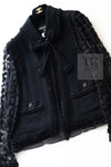 CHANEL 09C Black Jewel Embellished Mesh Lesage Tweed Cardigan Jacket 34 シャネル ブラック ジュエリー ビーズ メッシュレース カーディガン ジャケット 即発