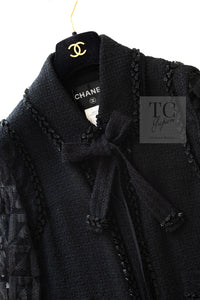 CHANEL 09C Black Jewel Embellished Mesh Lesage Tweed Cardigan Jacket 34 シャネル ブラック ジュエリー ビーズ メッシュレース カーディガン ジャケット 即発