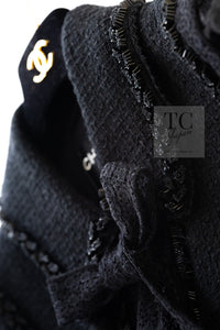 CHANEL 09C Black Jewel Embellished Mesh Lesage Tweed Cardigan Jacket 34 シャネル ブラック ジュエリー ビーズ メッシュレース カーディガン ジャケット 即発