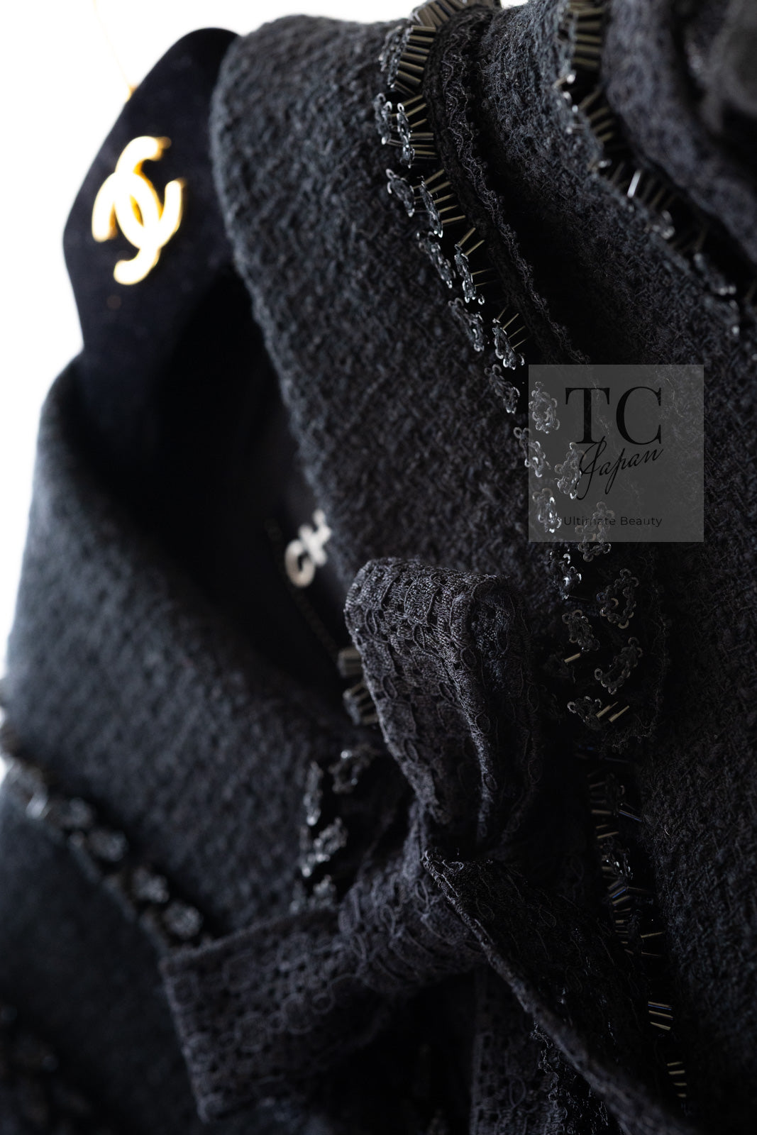 CHANEL 09C Black Jewel Embellished Mesh Lesage Tweed Cardigan Jacket 34 シャネル ブラック ジュエリー ビーズ メッシュレース カーディガン ジャケット 即発