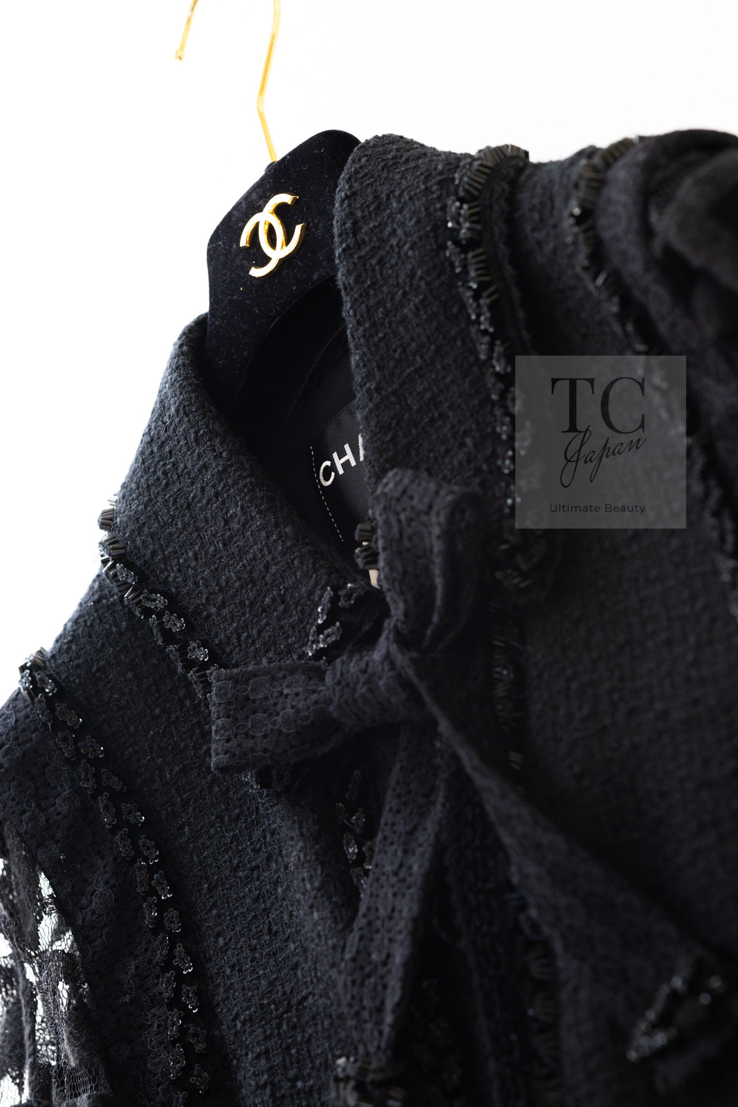 CHANEL 09C Black Jewel Embellished Mesh Lesage Tweed Cardigan Jacket 34 シャネル ブラック ジュエリー ビーズ メッシュレース カーディガン ジャケット 即発