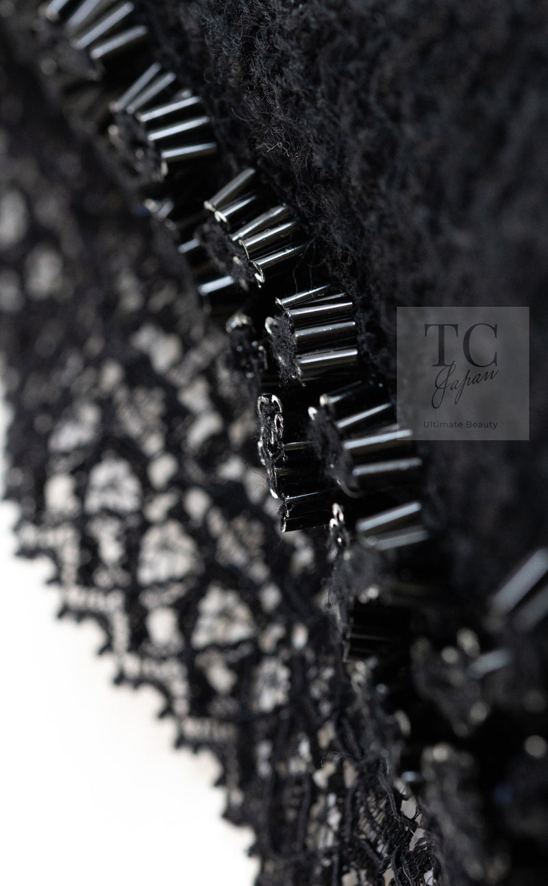CHANEL 09C Black Jewel Embellished Mesh Lesage Tweed Cardigan Jacket 34 シャネル ブラック ジュエリー ビーズ メッシュレース カーディガン ジャケット 即発