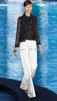 CHANEL 09C Black Jewel Embellished Mesh Lesage Tweed Cardigan Jacket Tops 34 36 シャネル ブラック ジュエリー ビーズ メッシュレース カーディガン ジャケット トップス 即発 - TC JAPAN