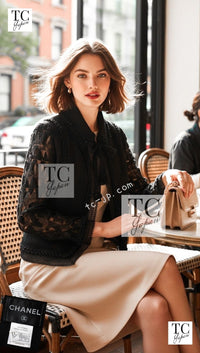 CHANEL 09C Black Jewel Embellished Mesh Lesage Tweed Cardigan Jacket Tops 34 36 シャネル ブラック ジュエリー ビーズ メッシュレース カーディガン ジャケット トップス 即発 - TC JAPAN