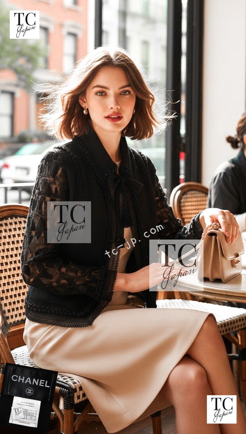 CHANEL 09C Black Jewel Embellished Mesh Lesage Tweed Cardigan Jacket Tops 34 36 シャネル ブラック ジュエリー ビーズ メッシュレース カーディガン ジャケット トップス 即発 - TC JAPAN