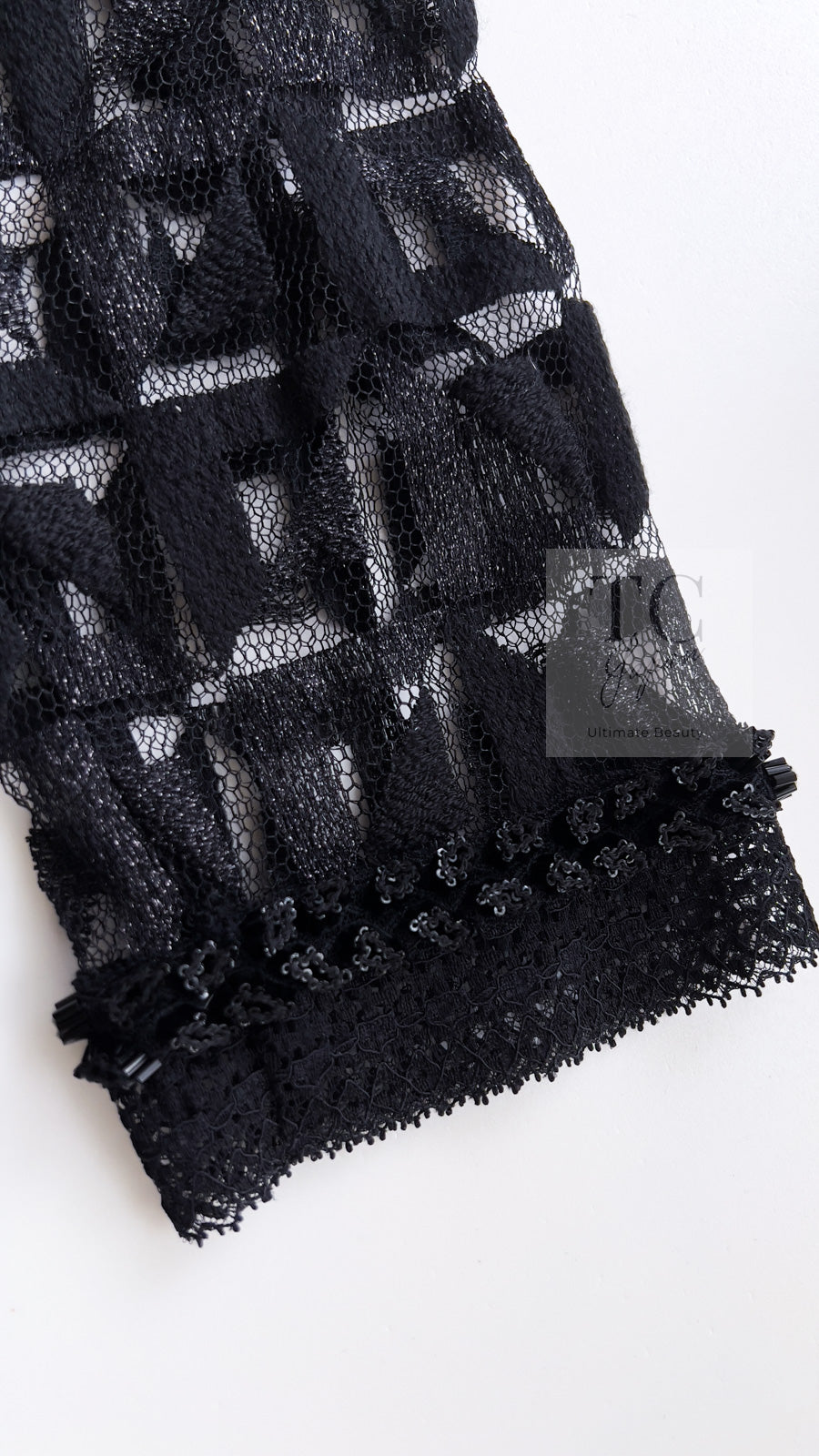 CHANEL 09C Black Jewel Embellished Mesh Lesage Tweed Cardigan Jacket 34 シャネル ブラック ジュエリー ビーズ メッシュレース カーディガン ジャケット 即発