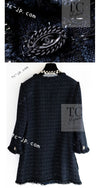 CHANEL 07PF Black Blue Metallic Tweed Jacket 36 シャネル ブラック ネイビー メタリック ツイード ジャケット 即発