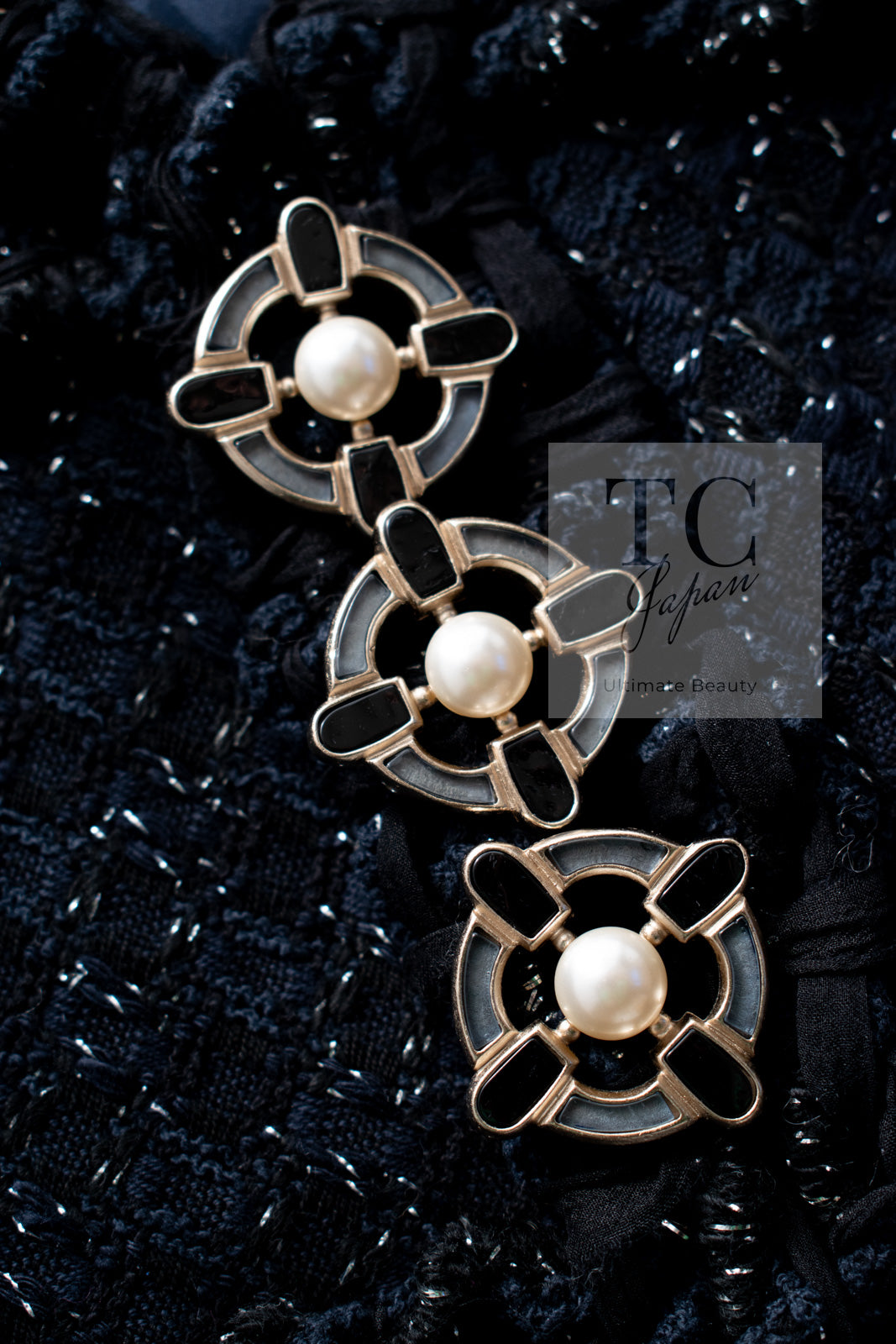 CHANEL ジャケット シャネル ジャケット CHANEL ブラック ネイビー メタリック ツイード