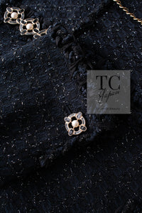 CHANEL 07PF Black Blue Metallic Tweed Jacket 36 シャネル ブラック ネイビー メタリック ツイード ジャケット 即発