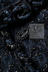 CHANEL 07PF Black Blue Metallic Tweed Jacket 36 シャネル ブラック ネイビー メタリック ツイード ジャケット 即発