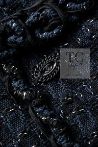 CHANEL 07PF Black Blue Metallic Tweed Jacket 36 シャネル ブラック ネイビー メタリック ツイード ジャケット 即発