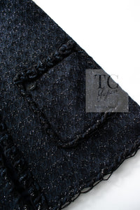 CHANEL 07PF Black Blue Metallic Tweed Jacket 36 シャネル ブラック ネイビー メタリック ツイード ジャケット 即発
