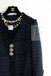 CHANEL 07PF Black Blue Metallic Tweed Jacket 36 シャネル ブラック ネイビー メタリック ツイード ジャケット 即発