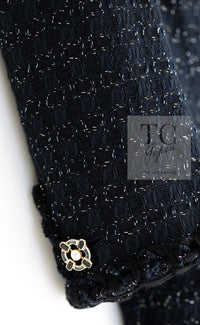 CHANEL 07PF Black Blue Metallic Tweed Jacket 36 シャネル ブラック ネイビー メタリック ツイード ジャケット 即発