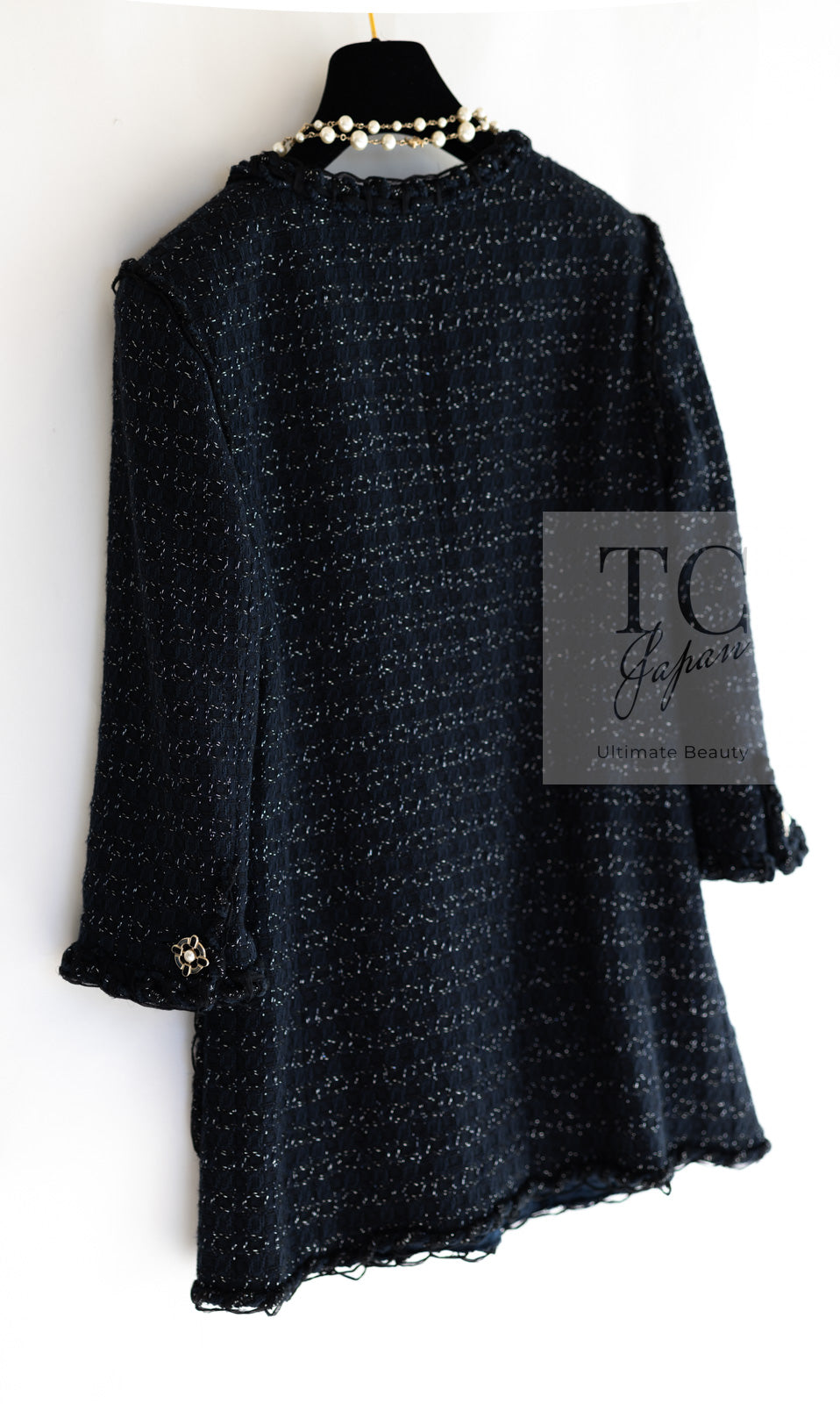 CHANEL 07PF Black Blue Metallic Tweed Jacket 36 シャネル ブラック ネイビー メタリック ツイード ジャケット 即発