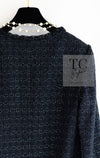 CHANEL 07PF Black Blue Metallic Tweed Jacket 36 シャネル ブラック ネイビー メタリック ツイード ジャケット 即発