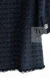 CHANEL 07PF Black Blue Metallic Tweed Jacket 36 シャネル ブラック ネイビー メタリック ツイード ジャケット 即発