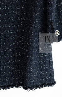 CHANEL 07PF Black Blue Metallic Tweed Jacket 36 シャネル ブラック ネイビー メタリック ツイード ジャケット 即発